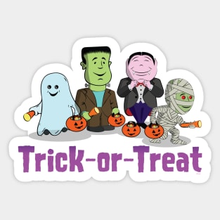 Cute Kid's - The Boo Crew - Cartoon Monsters - Trick or Treat Sticker